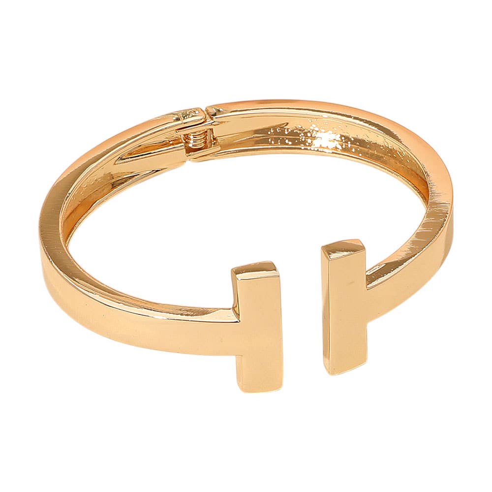 Metal T Tip Hinged Bangle Cuff Bracelet