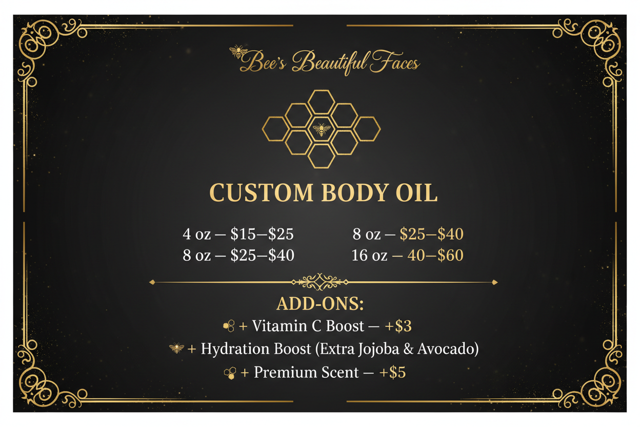 Custom Body Oil Pricing