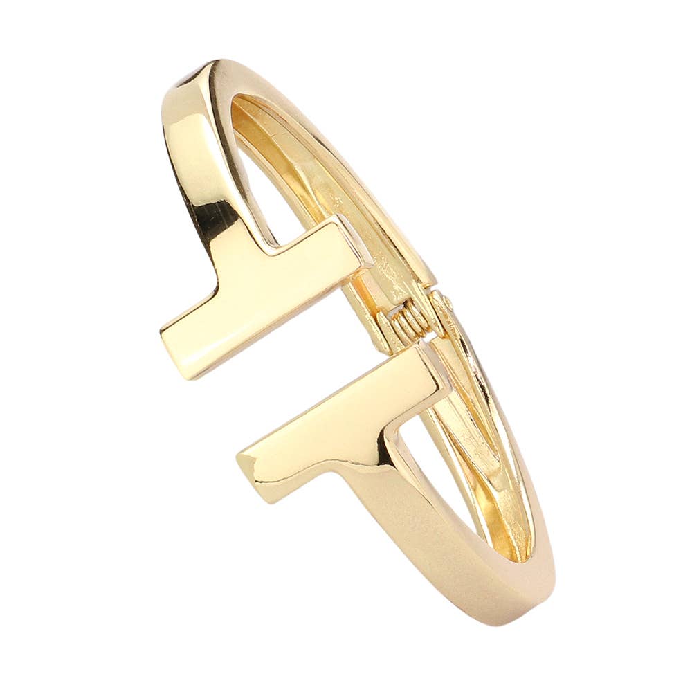 Geometric Metal Tip Hinged Bangle Bracelet