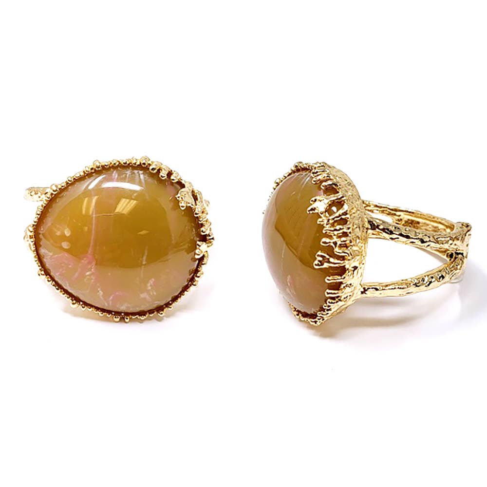 Bold Resin Stone Hinged Bangle Bracelet